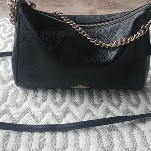 Black leather coach purse